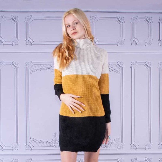 Дамски плетен пуловер тип туника в два цвята Клара
