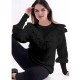 Дамски плетен пуловер в черен цвят