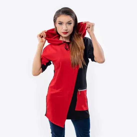 Спортно-елегантен дамски суитшърт New color в цвят червено