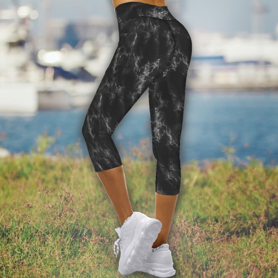 Спортен дамски клин 7/8 Black marble 13704