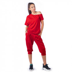 Спортен дамски комплект с потур в цвят червен