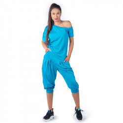 Спортен дамски комплект с потур в цвят тюркоаз