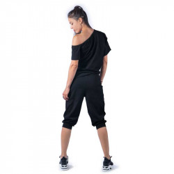 Спортен дамски комплект с потур в цвят черен