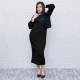 Елегантен дамски комлект от пуловер и рокля в черен цвят