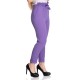 Хитов дамски панталон с колан панделка в цвят лилав