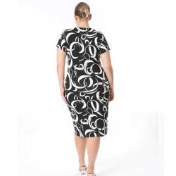 Елегантна макси дамска рокля с абстрактен принт