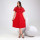 Официална дантелена макси рокля в червен цвят