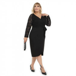 Официална дамска рокля с воален разкроен ръкав от дантела