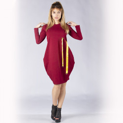 Елегантна дамска рокля Балон цвят бордо 