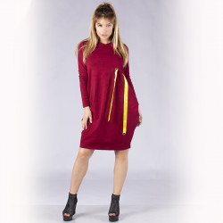 Елегантна дамска рокля Балон цвят бордо 