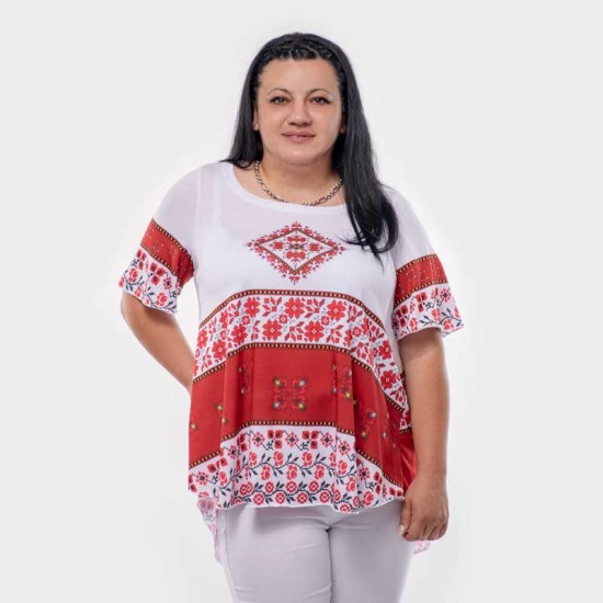 Туника с традиционни български шевици цвят бял