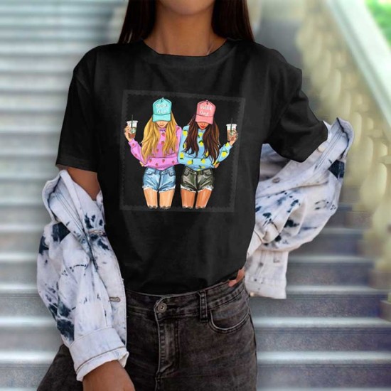 Едноцветнa дамскa тенискa с платка HAPPY GIRLS
