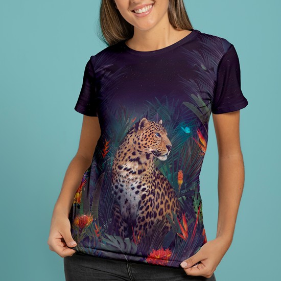 Уникална дамска тениска с авторски 3D дизайн Леопард