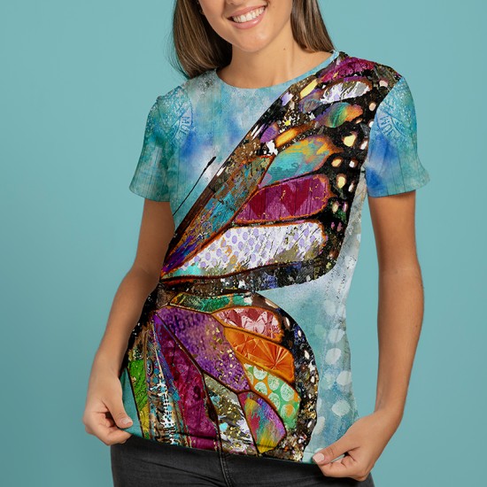Уникална дамска тениска с авторски 3D дизайн Butterfly wing