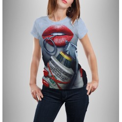 ДАМСКА ТЕНИСКА 3D ПРИНТ RED LIPS