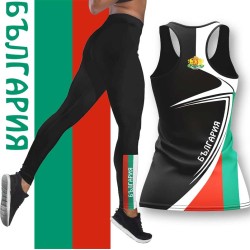 Ефектен дамски спортен комплект с национален принт 12486