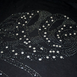 Черна дамска туника с ресни и декоративни камъни