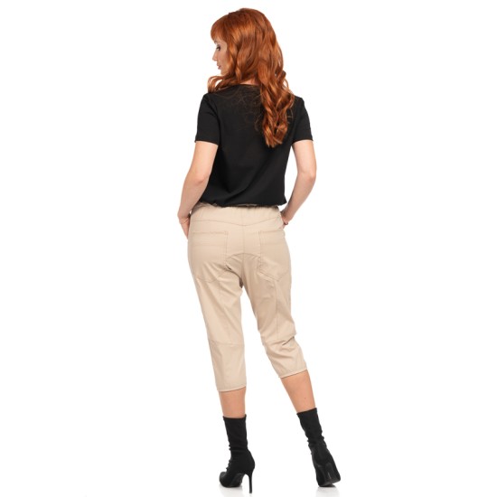 Дамски спортно-елегантен панталон 7/8 тип потур в бежов цвят