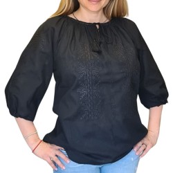 Дамска блуза с бродирана шевица и 3/4 ръкав 13418 Дамска блуза с бродирана шевица и 3/4 ръкав 13418