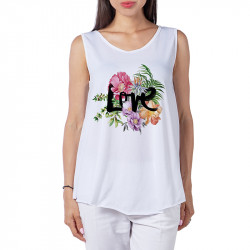 Разкроен дамски потник с широки презрамки и 3D принт 8868