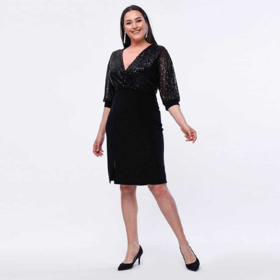 Ефектна дамска макси официална рокля Хана в черен цвят