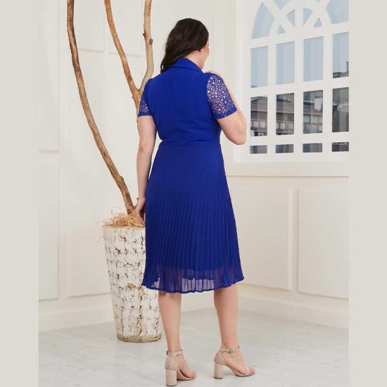 Ефектна дамска макси рокля Зори в син цвят