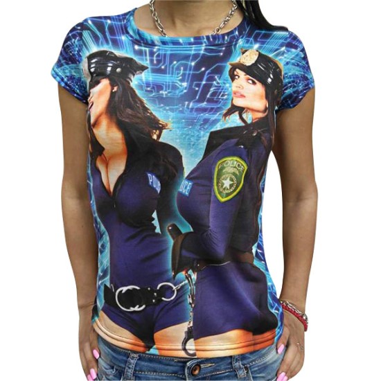 Дамска тениска 3D ефект - Police Woman