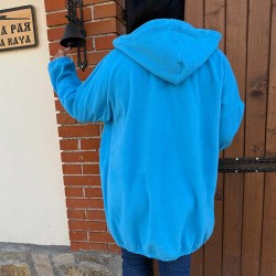 Топла дамска парка от полар в Светло синьо Топла дамска парка от полар в Светло синьо