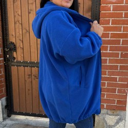 Топла дамска парка от полар в цвят парламент Топла дамска парка от полар в цвят парламент
