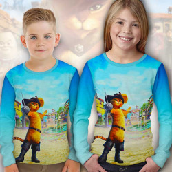 Детска блуза за момче и момиче Котаракът с чизми