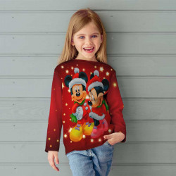 Детска блуза с коледни мотиви Мини и Мики Маус 7351 Детска блуза с коледни мотиви Мини и Мики Маус 7351