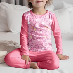 Детска пижама за момиче с цветен принт 13106