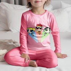 Детска пижама за момиче с цветен принт 13110