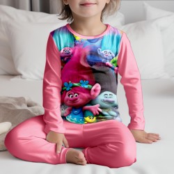 Детска пижама за момиче с цветен принт 13131