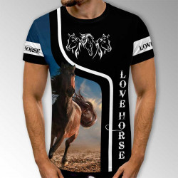 3D мъжка фенска тениска Love Horse 3D мъжка фенска тениска Love Horse
