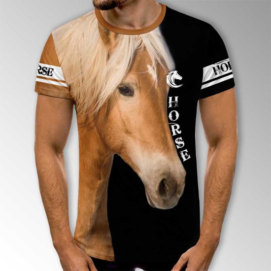 3D мъжка фенска тениска Horse