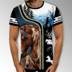 3D мъжка фенска тениска на жребец 3D мъжка фенска тениска на жребец