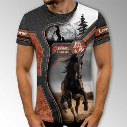 3D мъжка фенска тениска на дива кобила 3D мъжка фенска тениска на дива кобила
