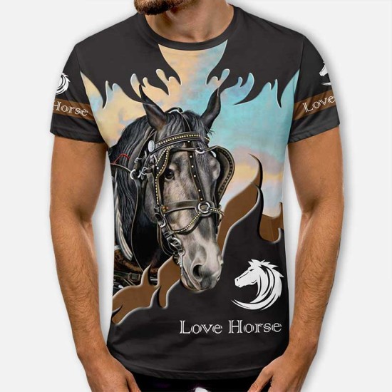 3D мъжка фенска тениска Horse к4511