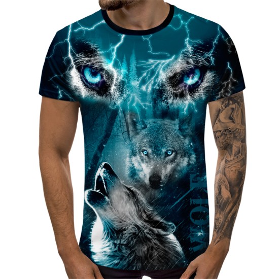 3D мъжка тениска Wolfs Blu