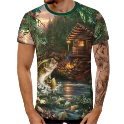 3D мъжка тениска с принт Fishing 12974 3D мъжка тениска с принт Fishing 12974