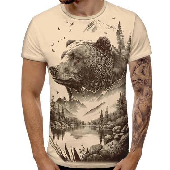 3D мъжка тениска принт Bear 13819