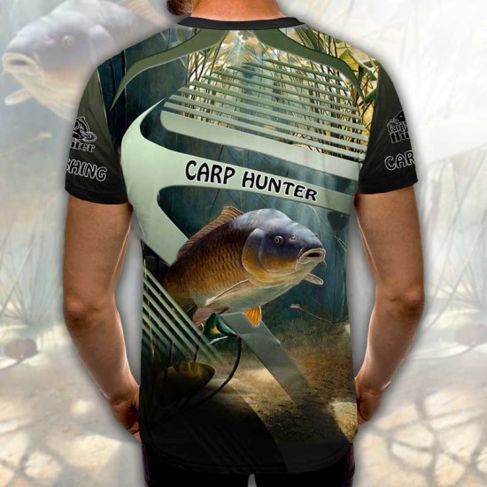 3D мъжка тениска с ловни мотиви Carp hunter