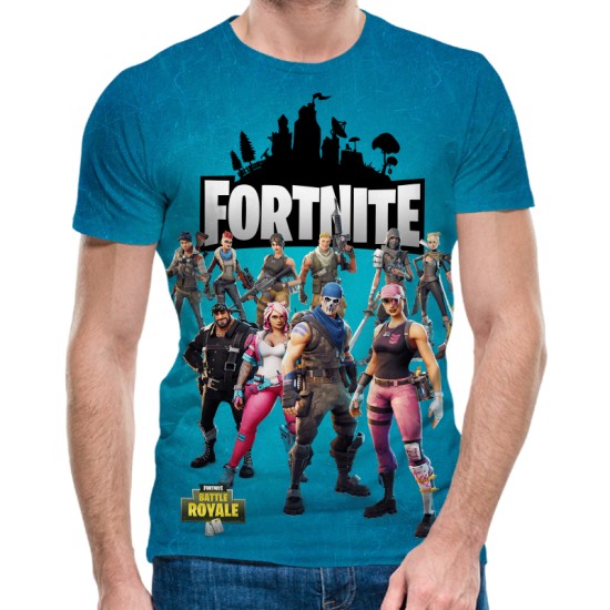 3D мъжка тениска Fortnite Blue