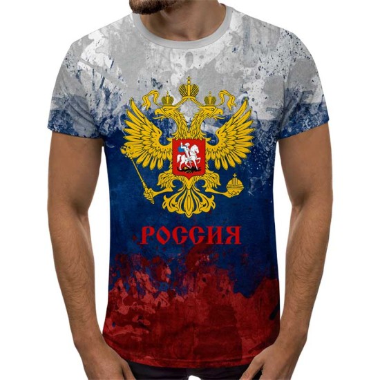 3D мъжка тениска принт РОССИЯ