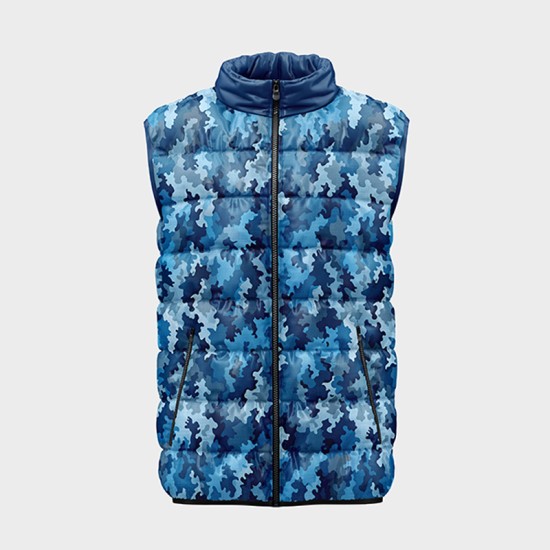 Мъжки елек с цветен принт "Син камуфлаж" 14220
