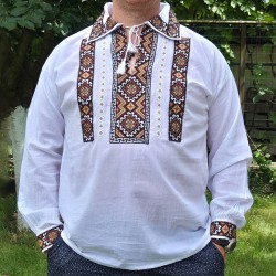 Мъжка риза с бродирани етно мотиви 13966