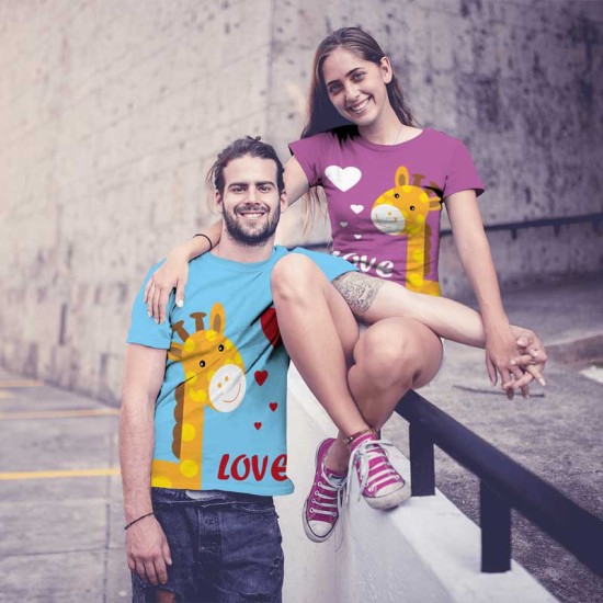 Комплект тениски за влюбени двойки Жирафи