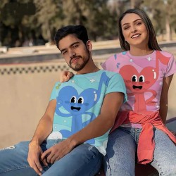 Комплект тениски за влюбени двойки Сърца 12203 Комплект тениски за влюбени двойки Сърца 12203