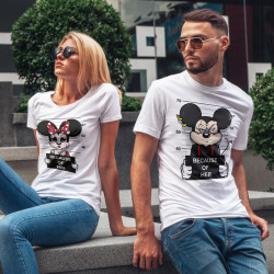 Комплект тениски за влюбени двойки Мини - Мики Маус